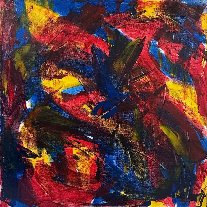 Primary Flight, acrylic on canvas